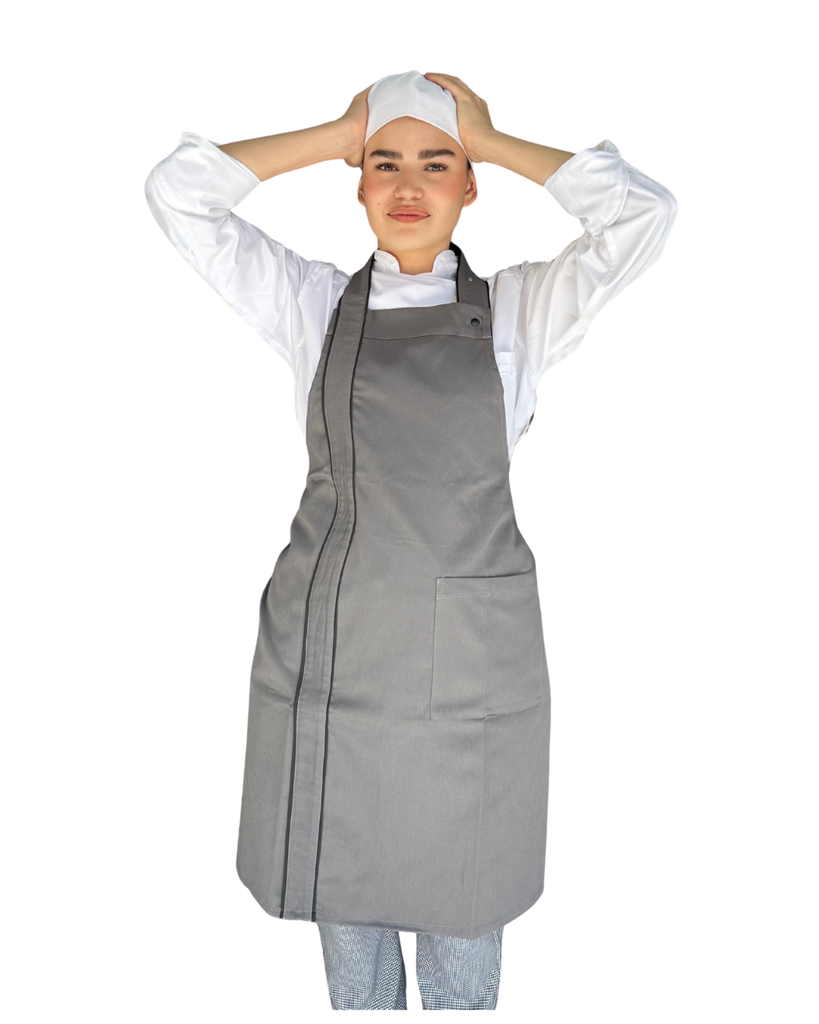 [R920302-000] zittro Mandil delantal chef franja Gris Oxford. R920302-000 UNI