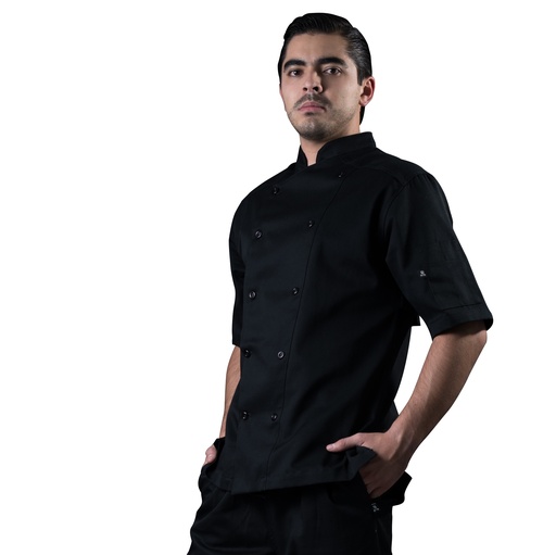 [R90102-001 ECH] zittro Filipina Chef Hombre Manga Corta Negro (ECH)